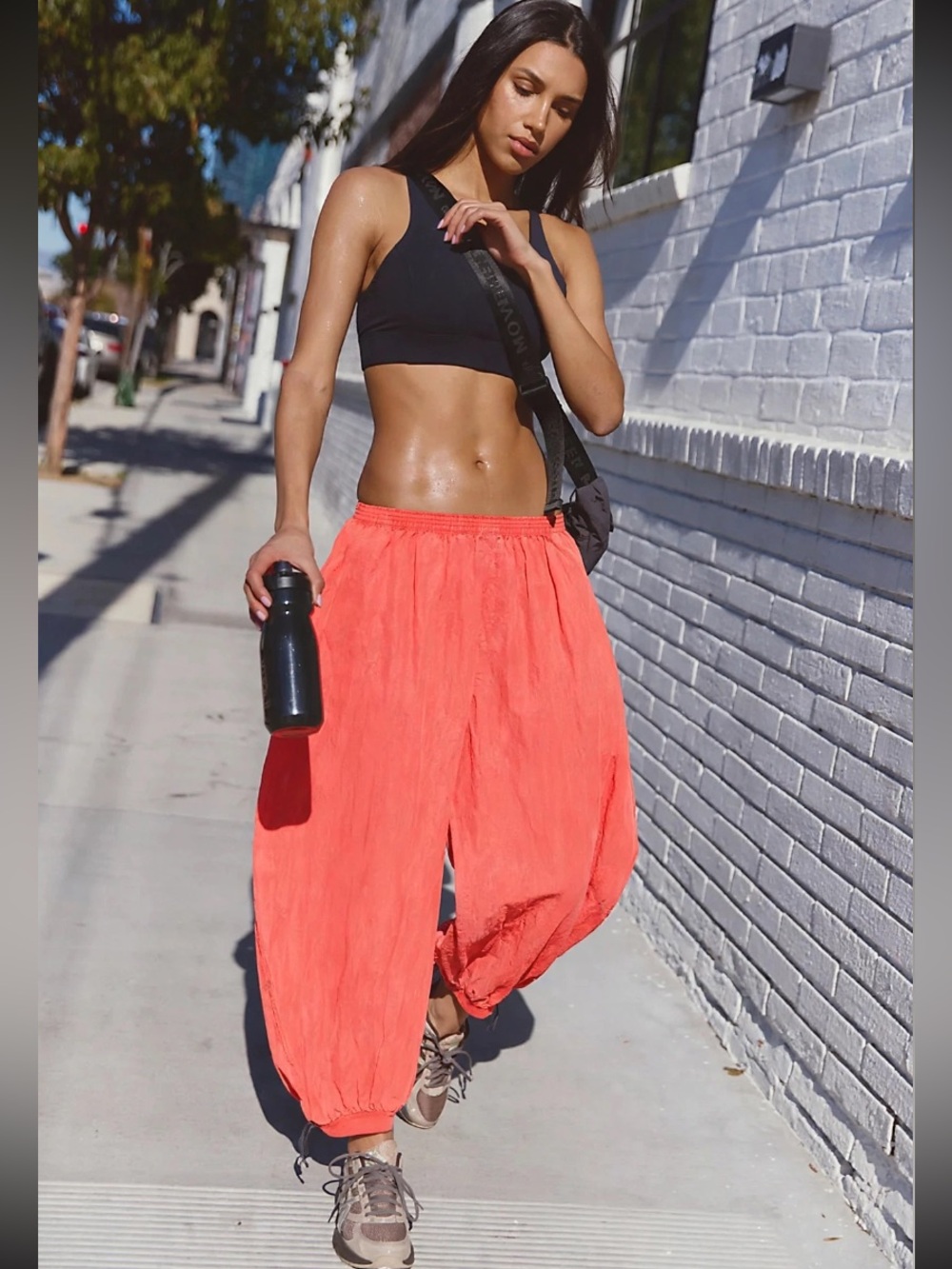 FP Movement On It Balloon Pants Electric Sunset NWT Coral Hibiscus